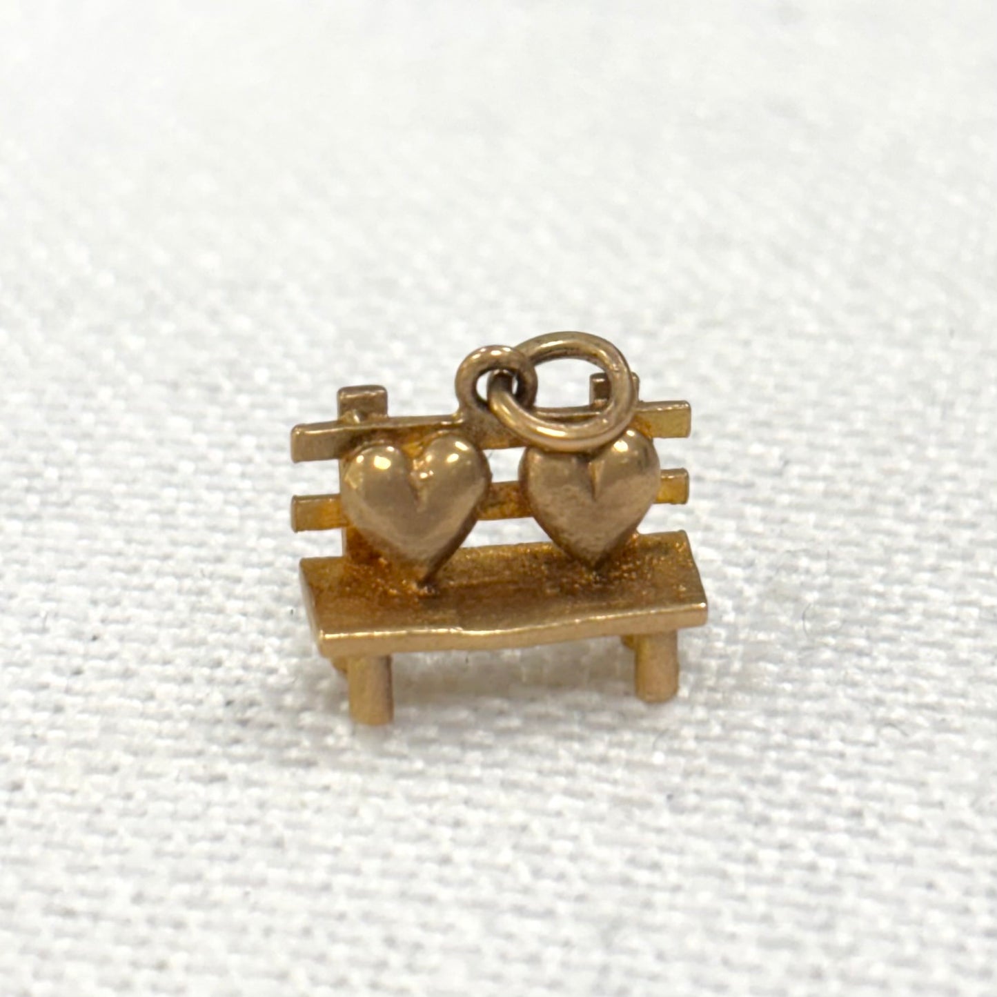 Love Hearts on a Bench Gold Charm