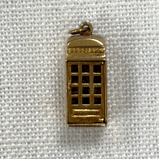 British Iconic Phone Box Gold Charm