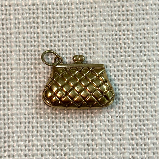 Ladies Quilted Handbag Gold Charm