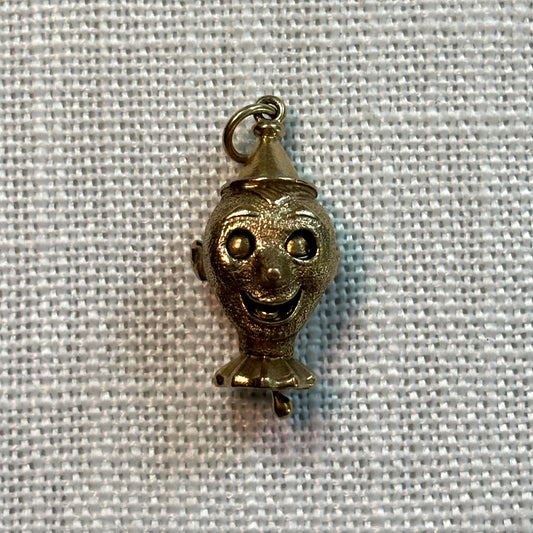 Articulate Clown with Moving Eyes and Tongue Gold Charm