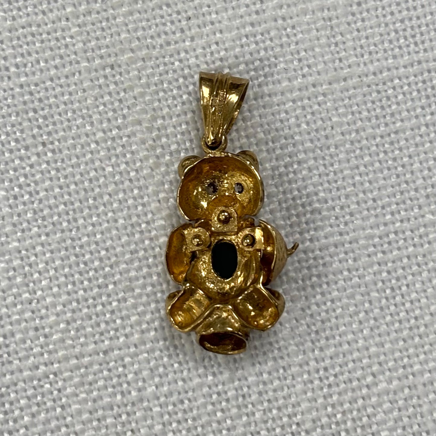 Teddy Bear Playing Drums Gold Pendant