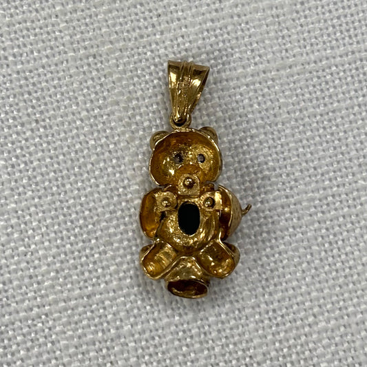 Teddy Bear Playing Drums Gold Pendant