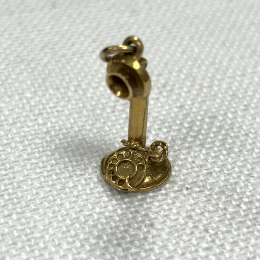 Vintage Telephone Handset Gold Charm