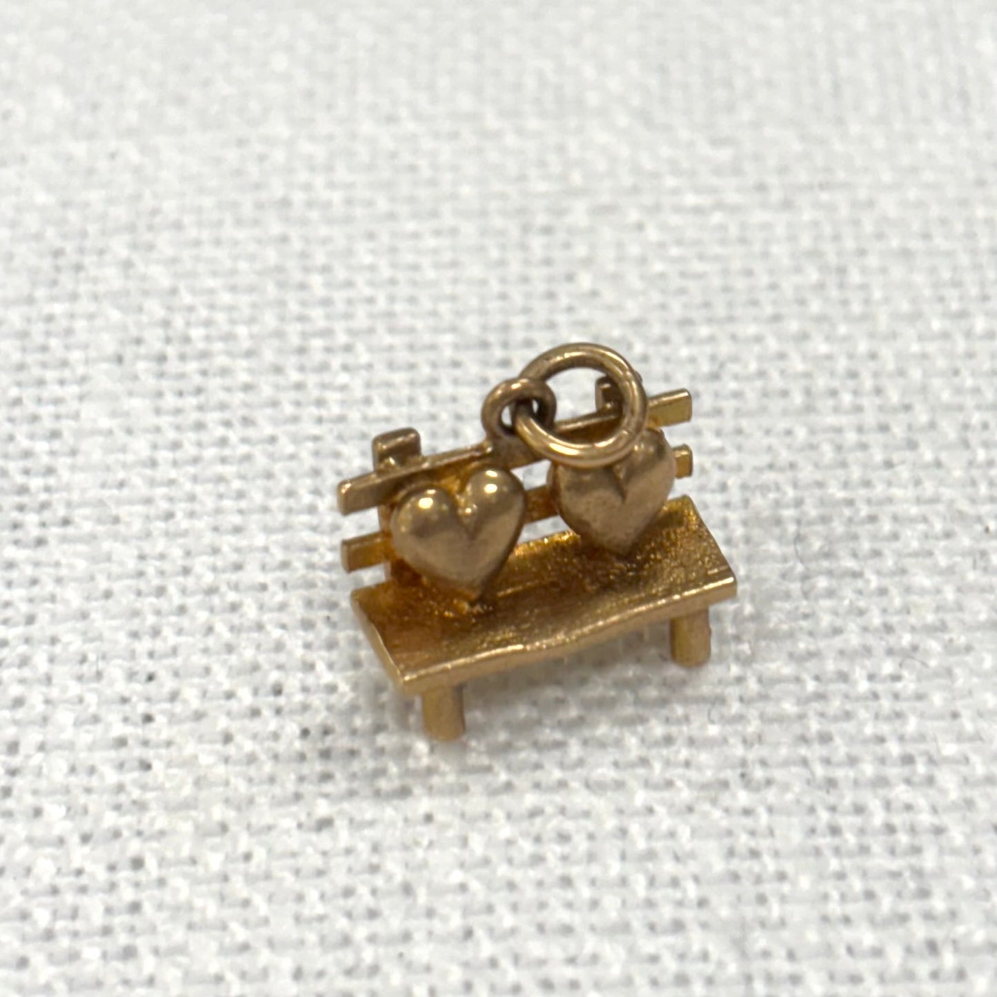 Love Hearts on a Bench Gold Charm