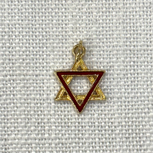 Star of David Jewish Enamelled Gold Pendant
