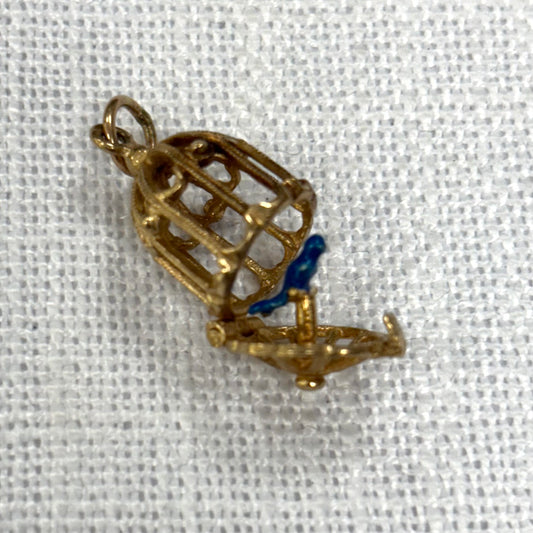 Bird in Birdcage Gold Charm