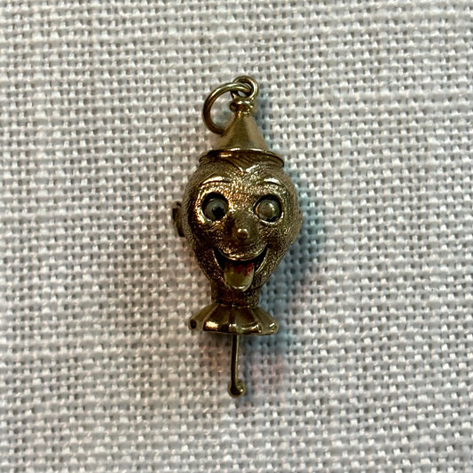 Articulate Clown with Moving Eyes and Tongue Gold Charm
