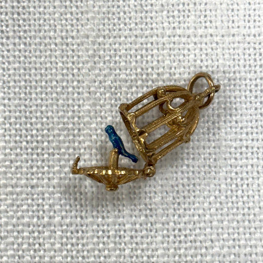 Bird in Birdcage Gold Charm