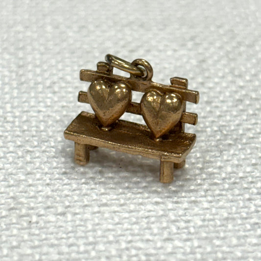 Love Hearts on a Bench Gold Charm