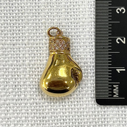 Boxing Glove & Diamond Gold Pendant