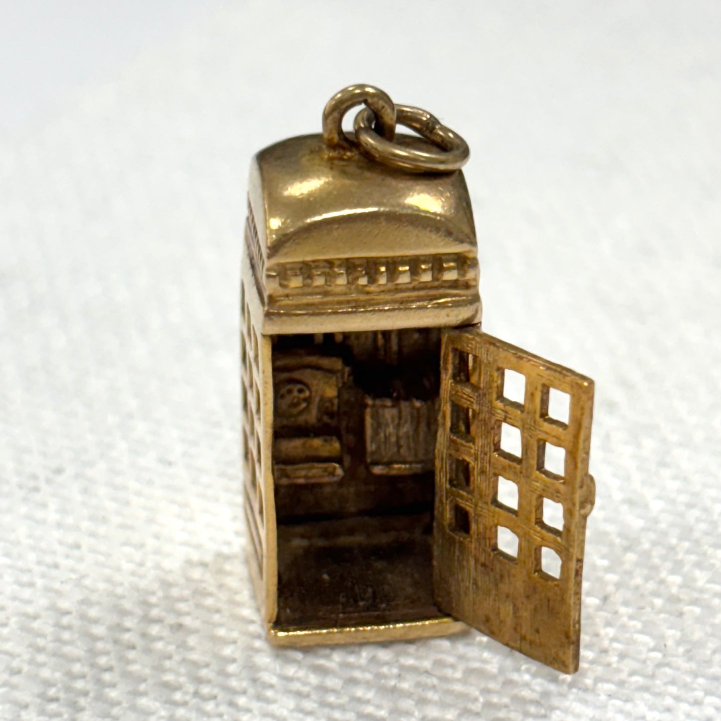 British Iconic Phone Box Gold Charm