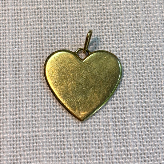 Flat Plate Solid Heart Gold Pendant