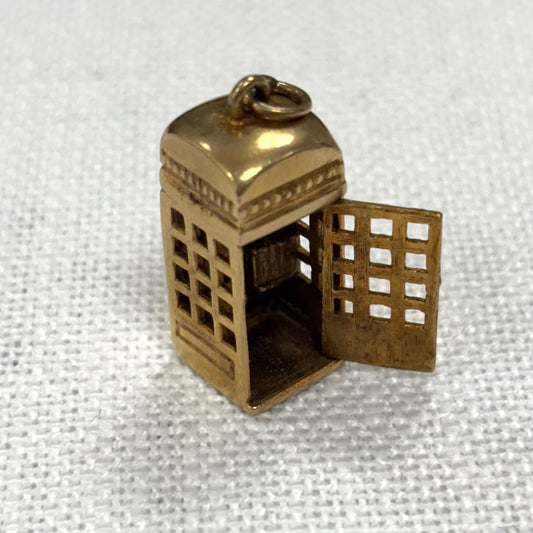 British Iconic Phone Box Gold Charm