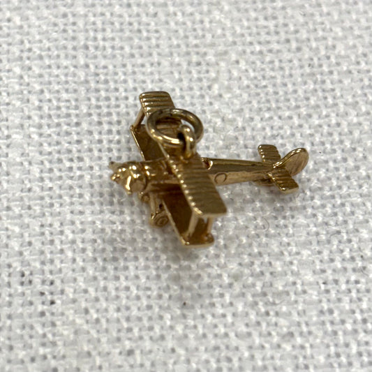 Historic Single Seater Airplane Gold Charm