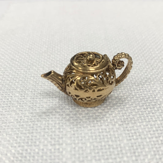 Ornate Tea Pot with Opening Lid Charm Pendant