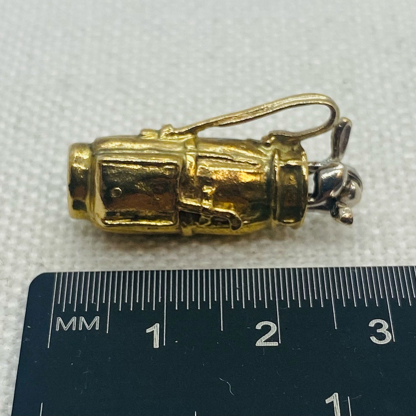 Golf Clubs in Golf Bag Gold Charm Pendant