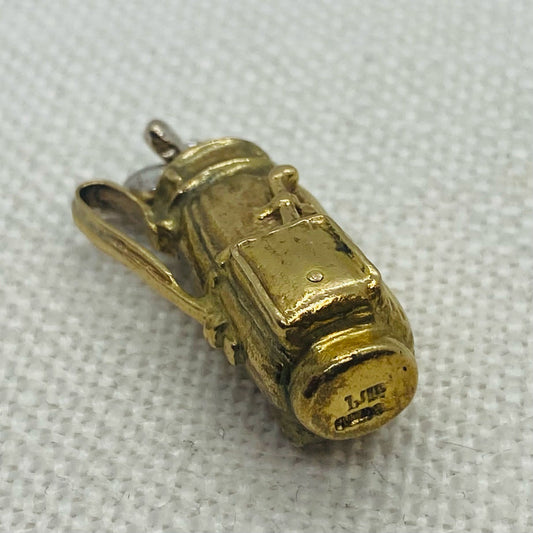 Golf Clubs in Golf Bag Gold Charm Pendant