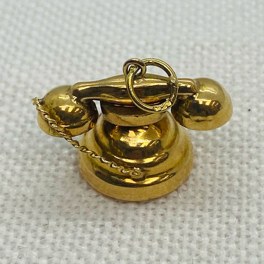 Classic Telephone Handset Receiver Gold Charm Pendant