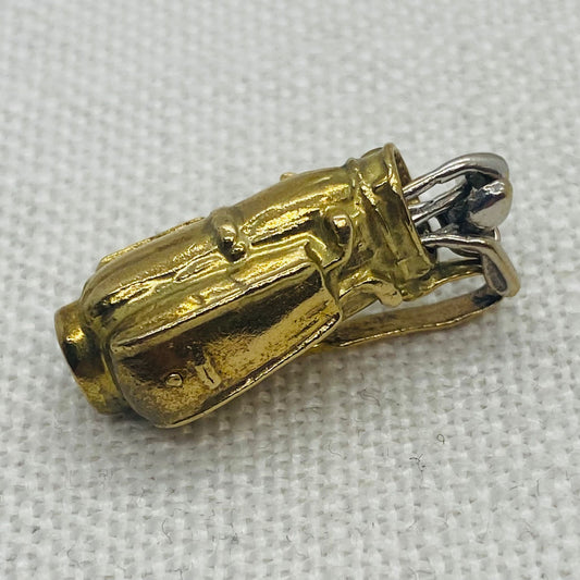 Golf Clubs in Golf Bag Gold Charm Pendant