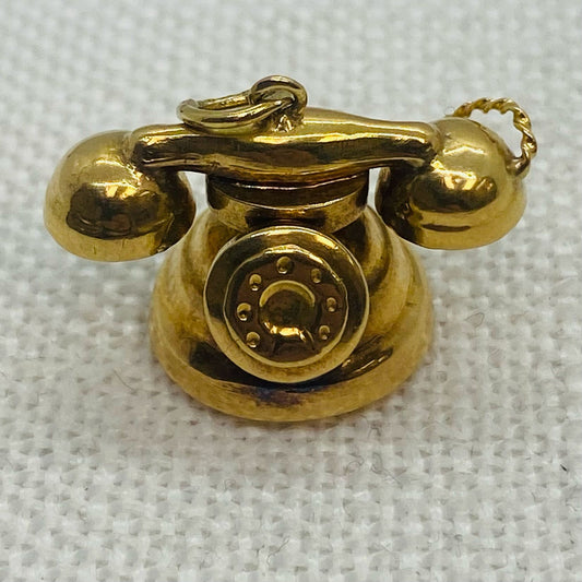 Classic Telephone Handset Receiver Gold Charm Pendant