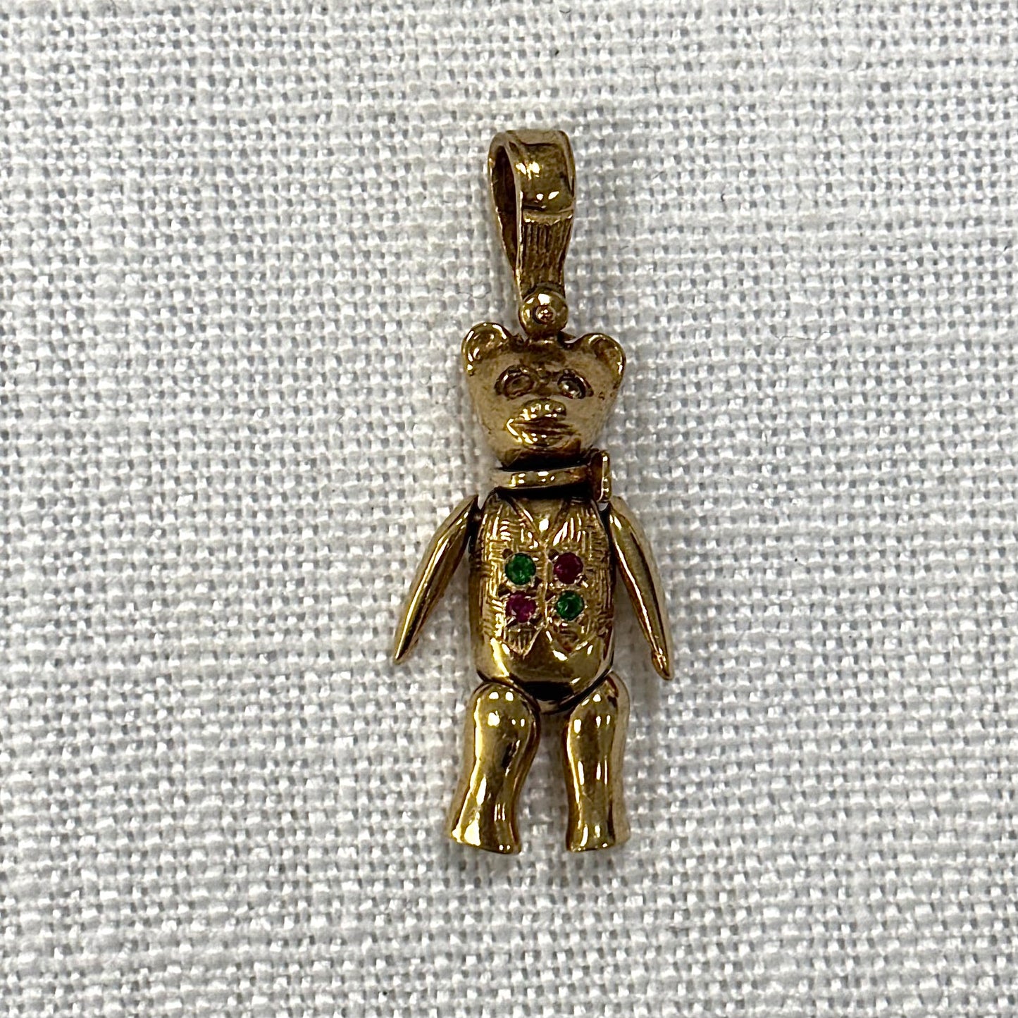 Floppy Articulated Gold Teddy Bear Pendant