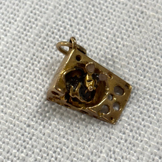 Swiss Cheese With Mouse Gold Charm