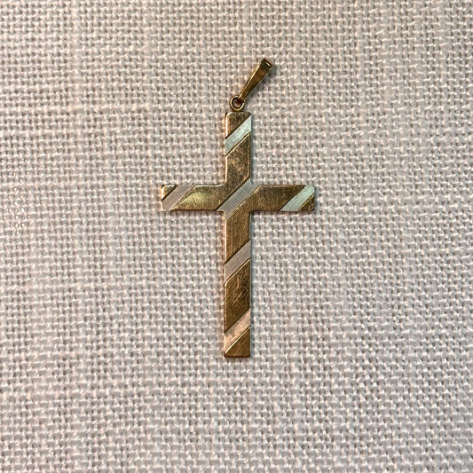 Two Tone Religious Gold Cross Pendant