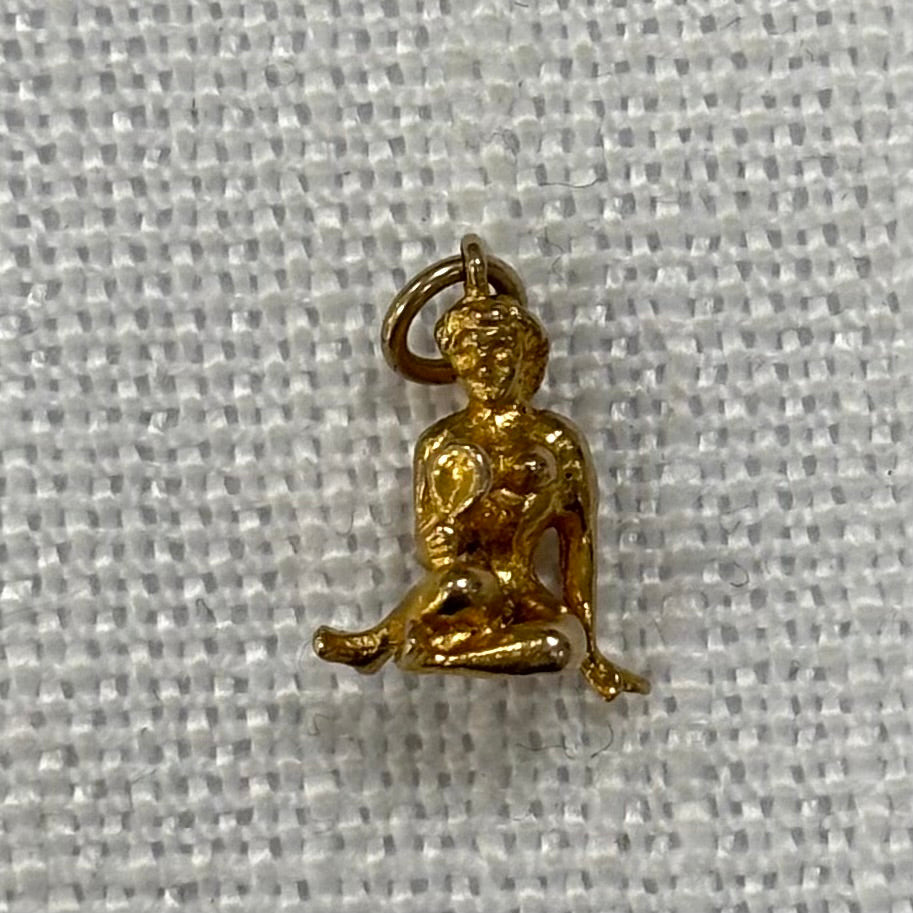Lady Looking in Mirror Gold Charm