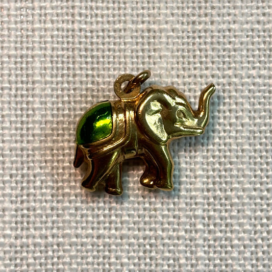 Enamelled Elephant Gold Charm