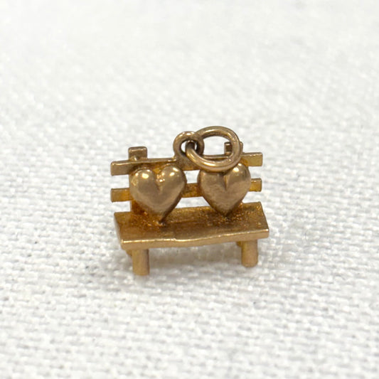 Love Hearts on a Bench Gold Charm