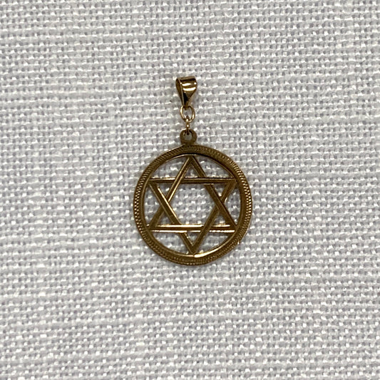 Jewish Star of David Pendant Gold Pendant Textured