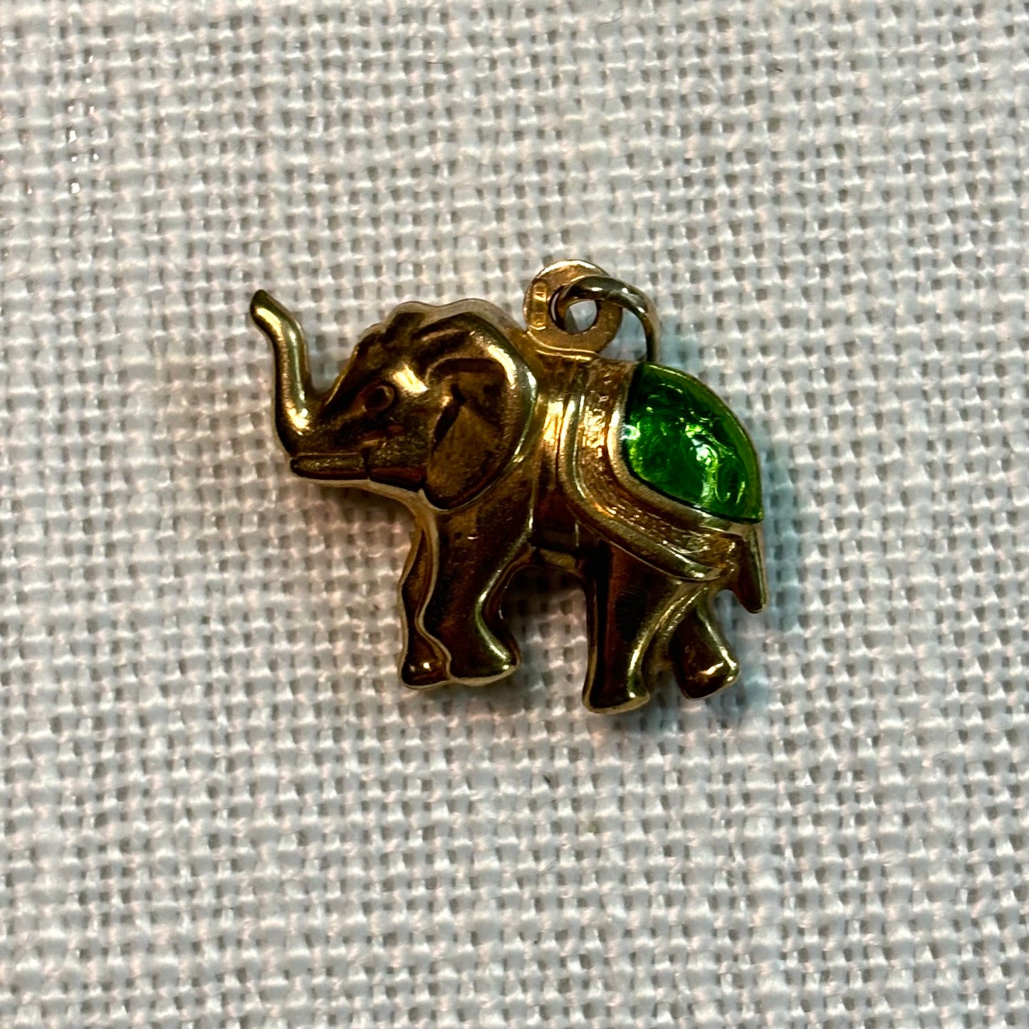 Enamelled Elephant Gold Charm