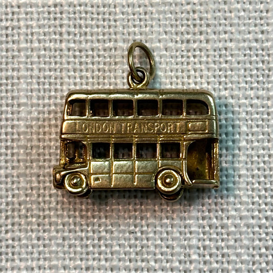 London British Double Decker Bus Gold Charm