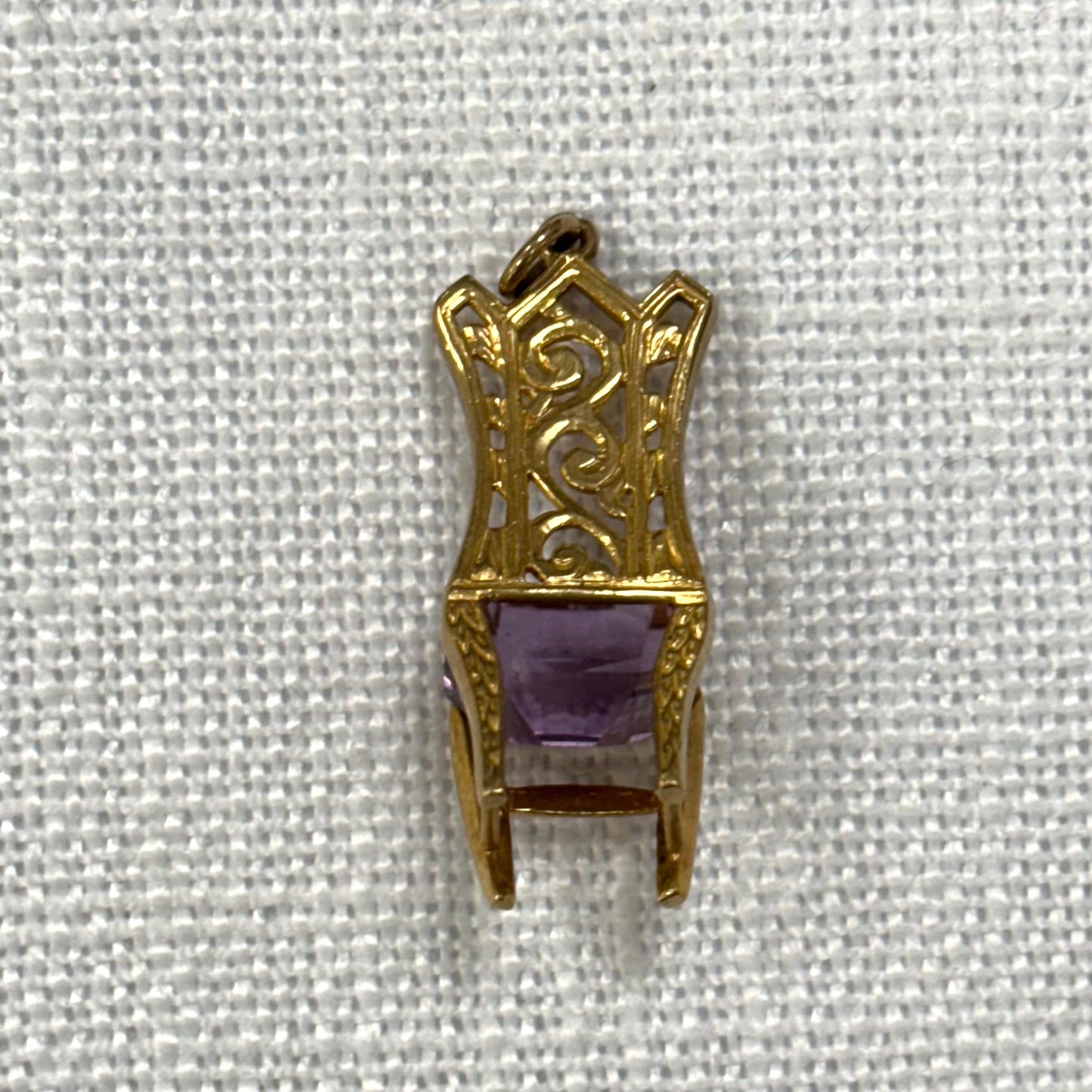 Ornate Chair with Amethyst Seat Gold Charm