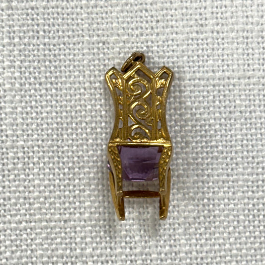 Ornate Chair with Amethyst Seat Gold Charm
