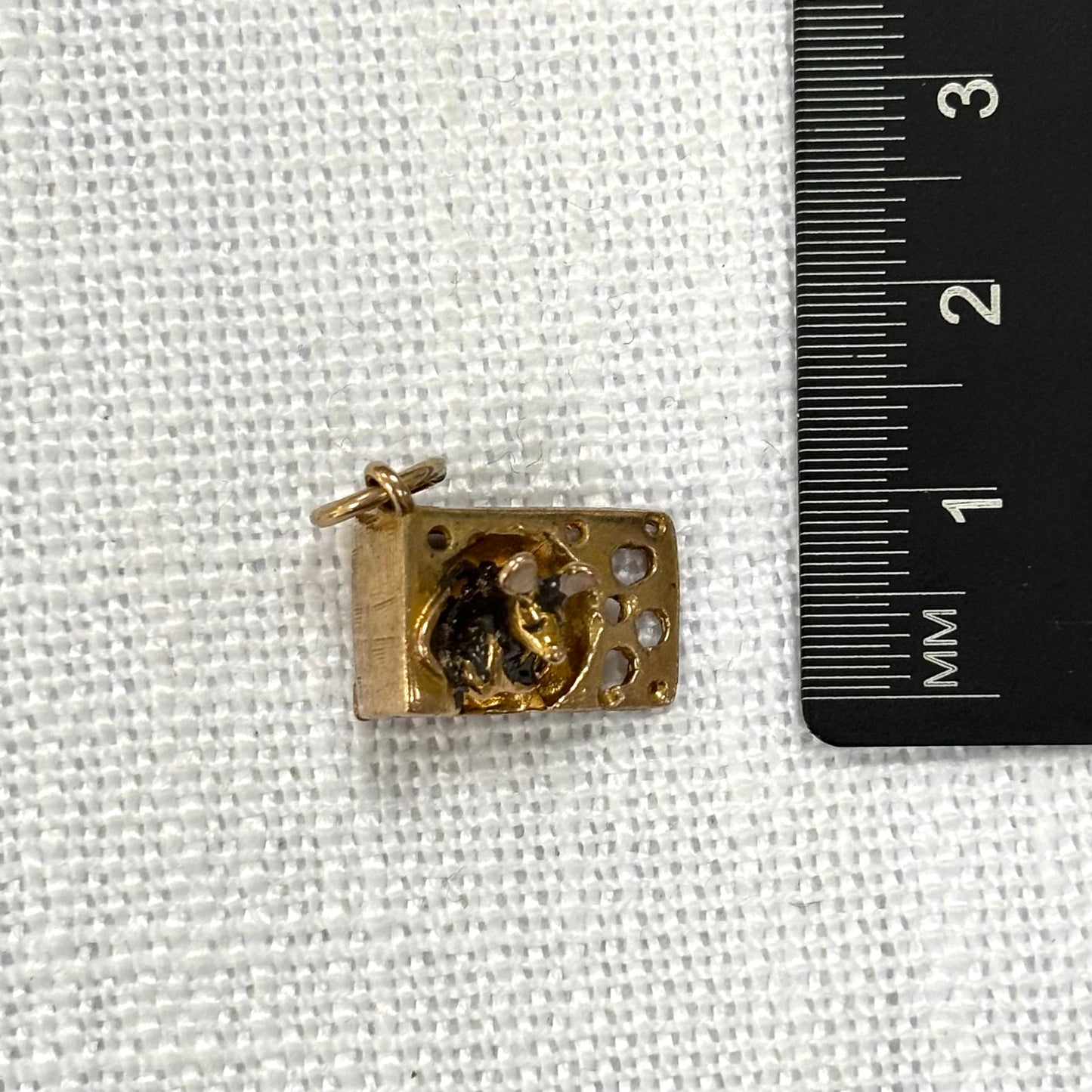 Swiss Cheese With Mouse Gold Charm