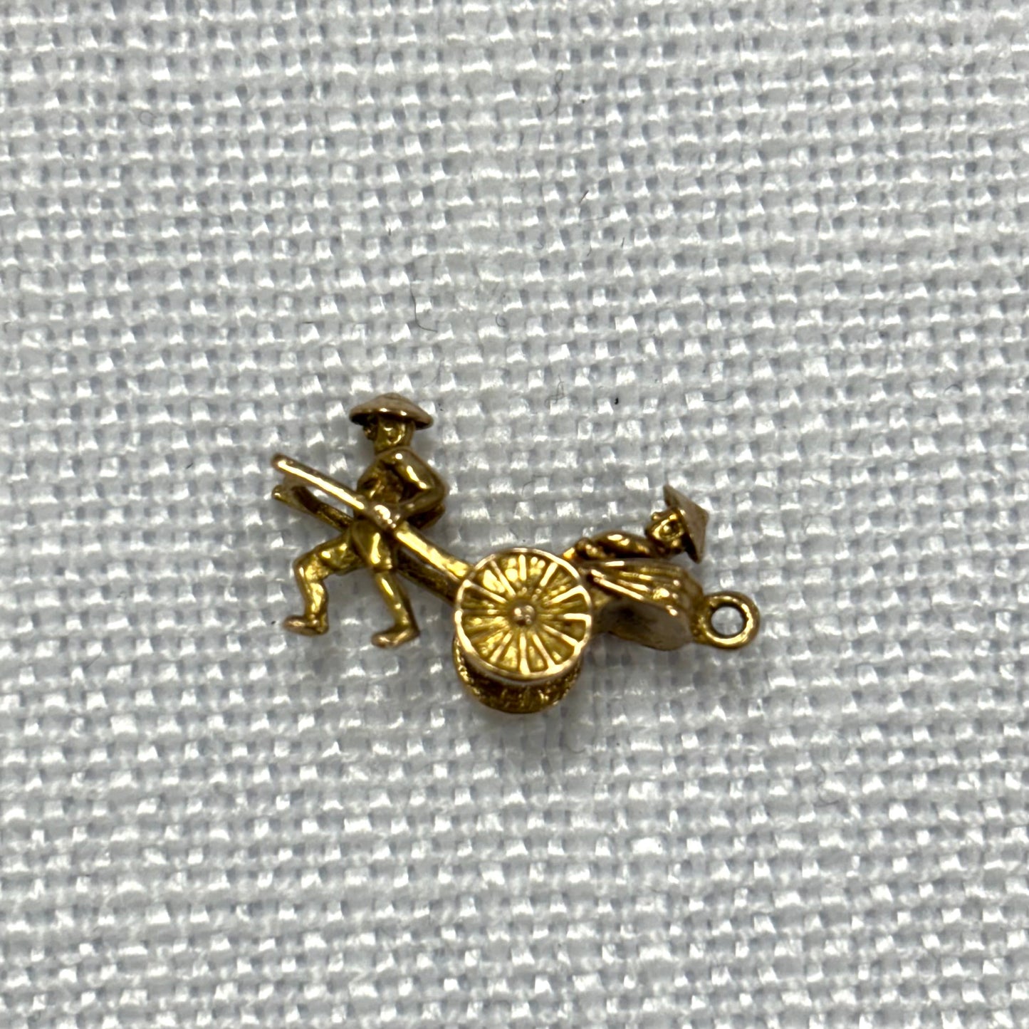 Man Pulling Rickshaw Gold Charm Pendant