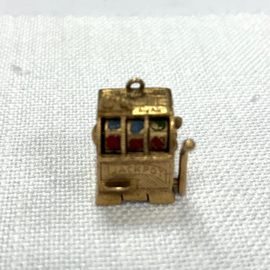 One Armed Bandit Fruit Machine Gold Pendant Charm