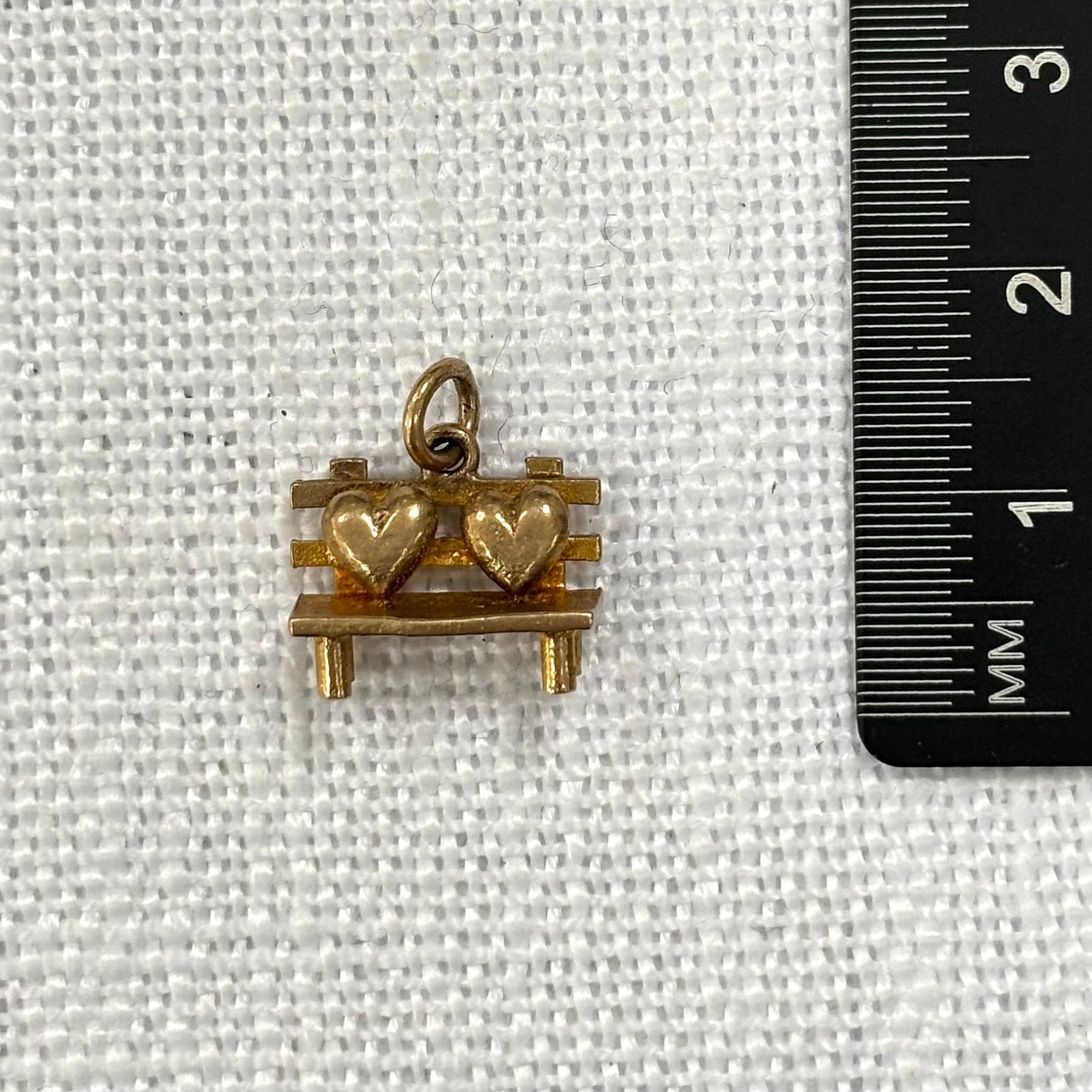 Love Hearts on a Bench Gold Charm