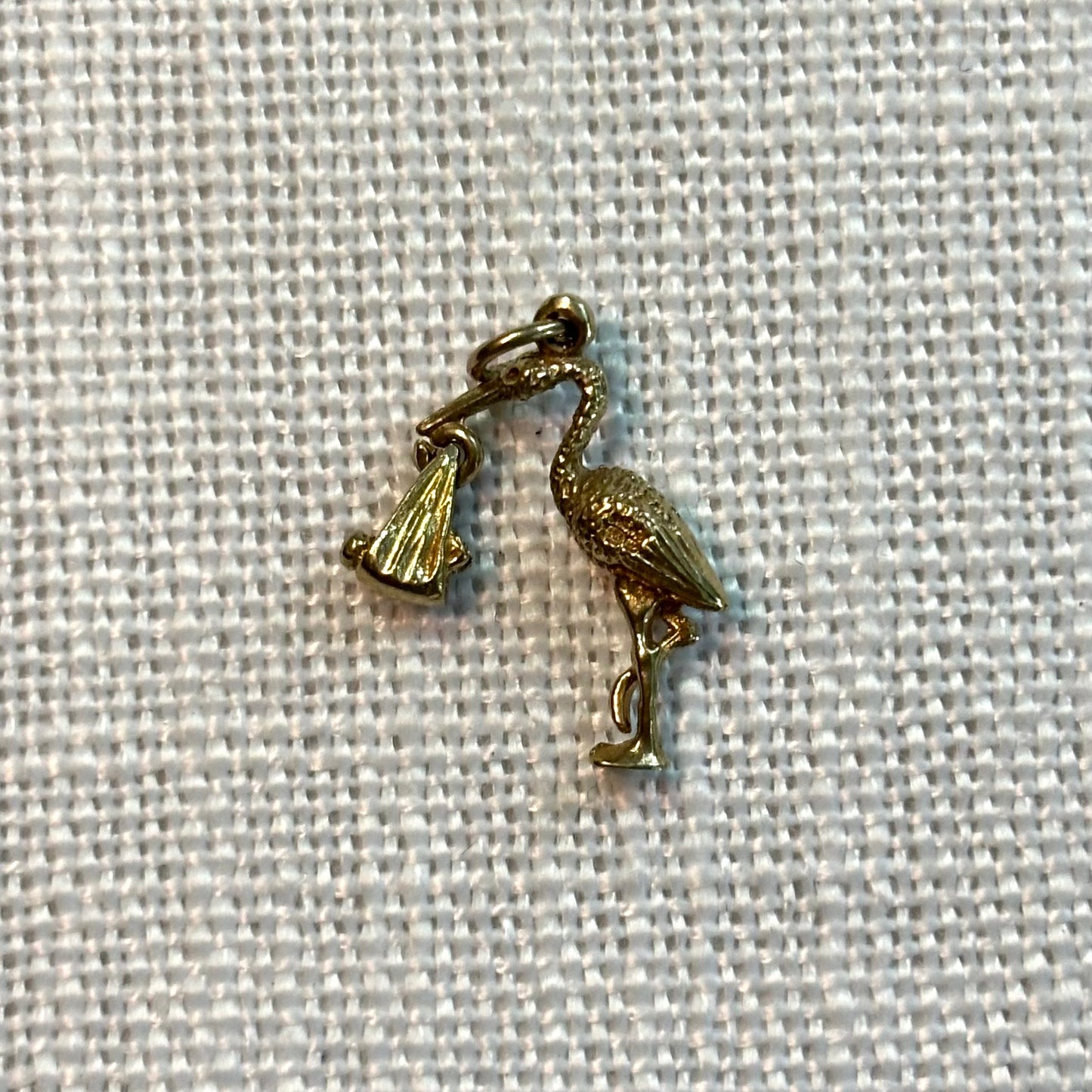 Stork with Baby Gold Charm