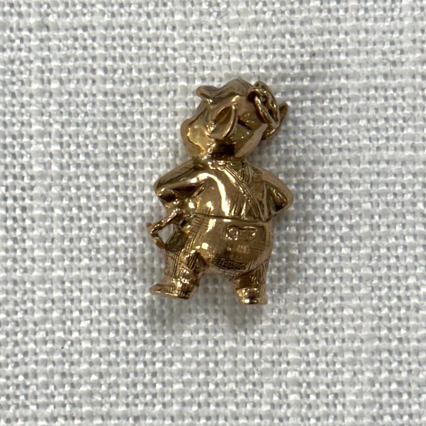 Little Pig with Red Eyes Gold Charm