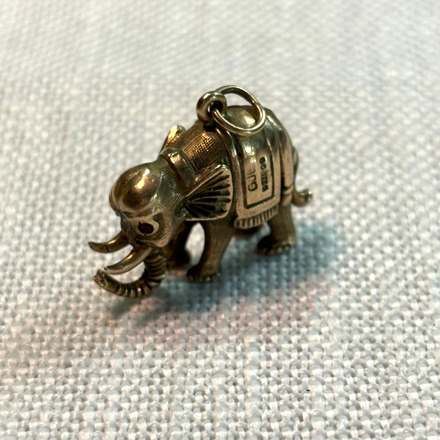 Decorated Elephant Gold Charm