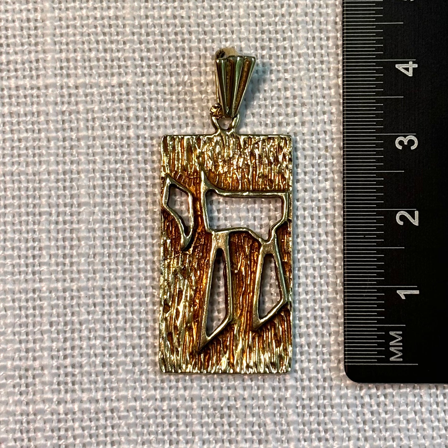 Jewish “Chai” Block Cut Out Gold Pendant