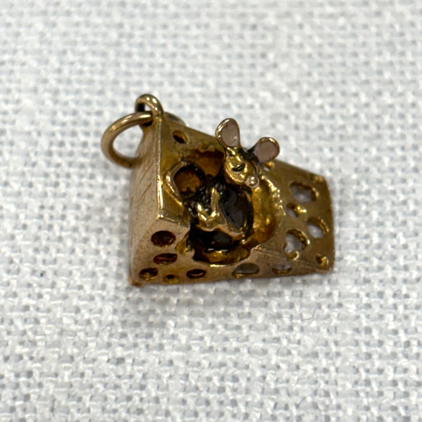 Swiss Cheese With Mouse Gold Charm