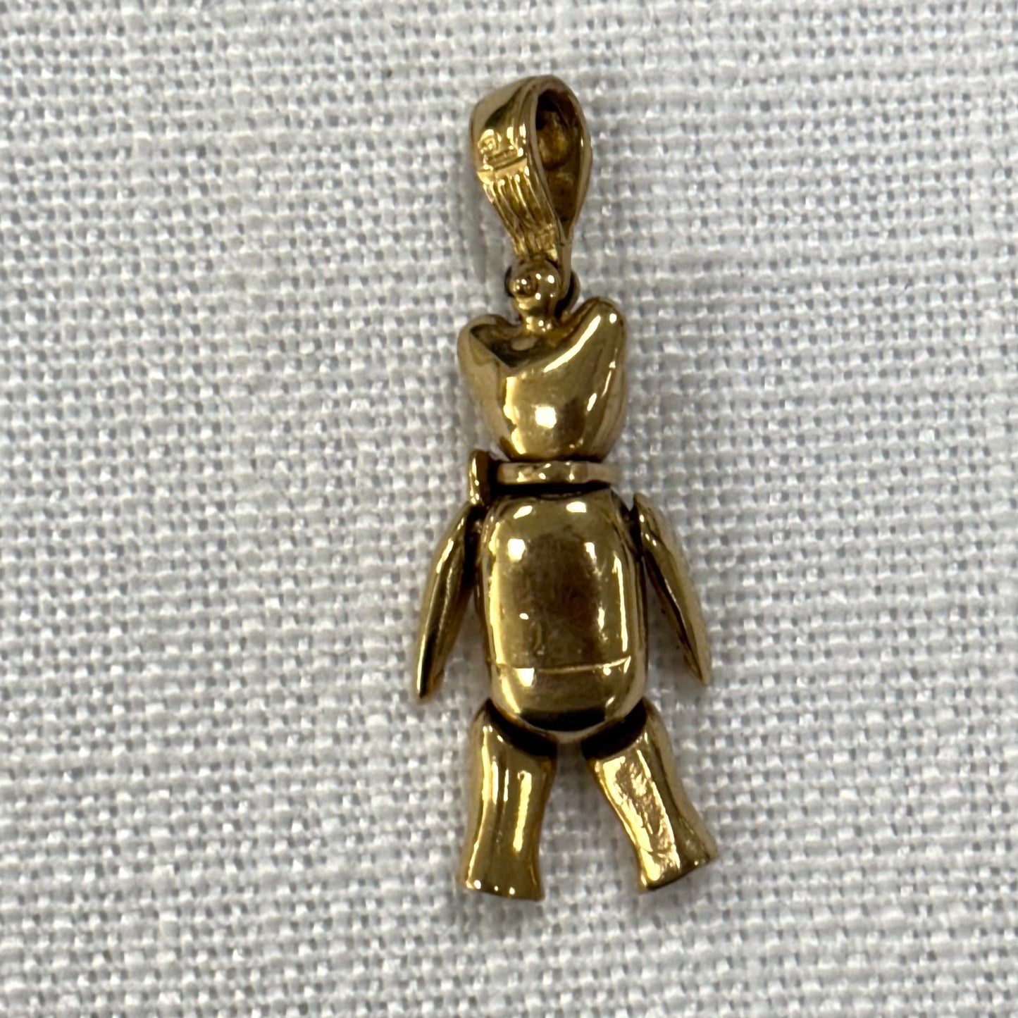 Floppy Articulated Gold Teddy Bear Pendant