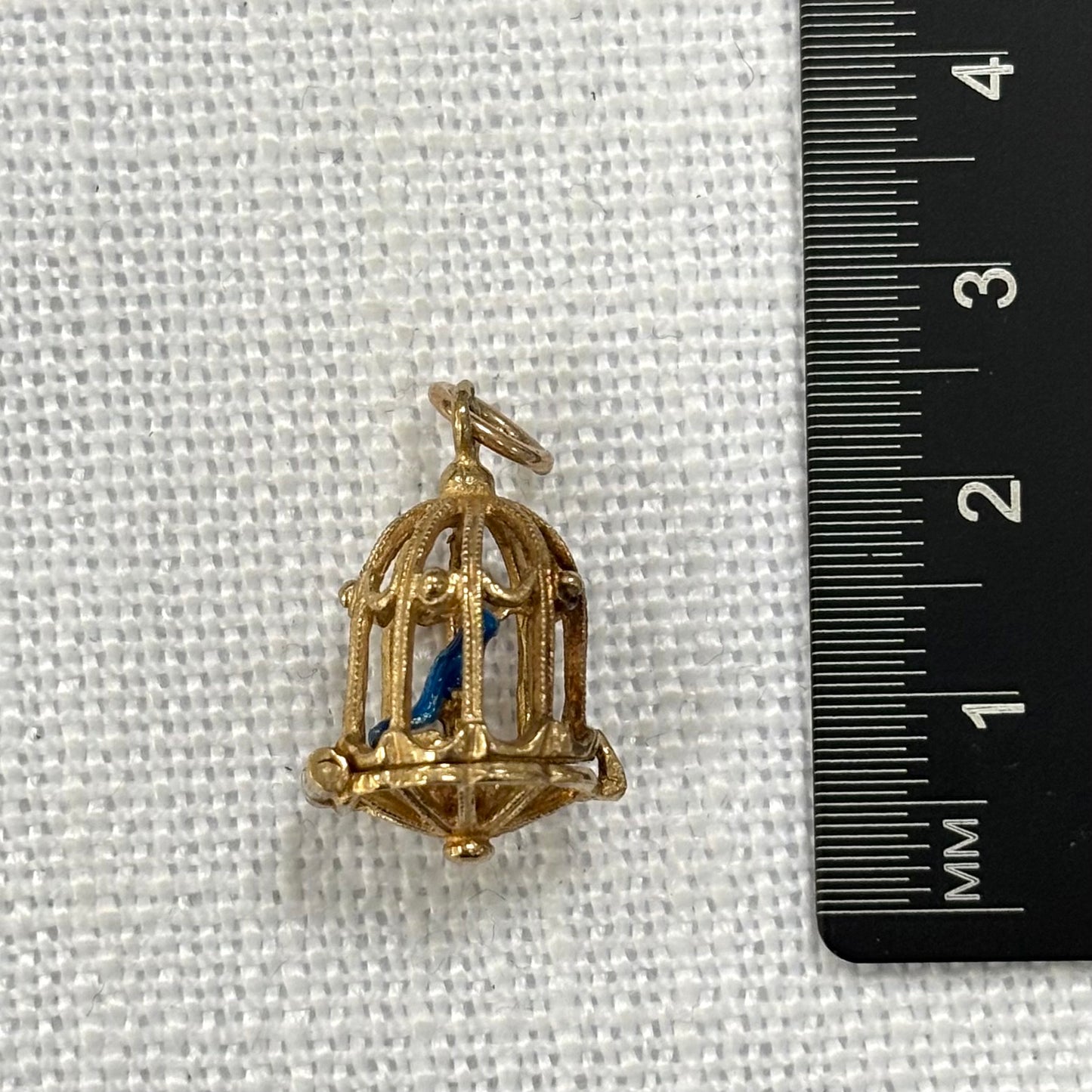 Bird in Birdcage Gold Charm