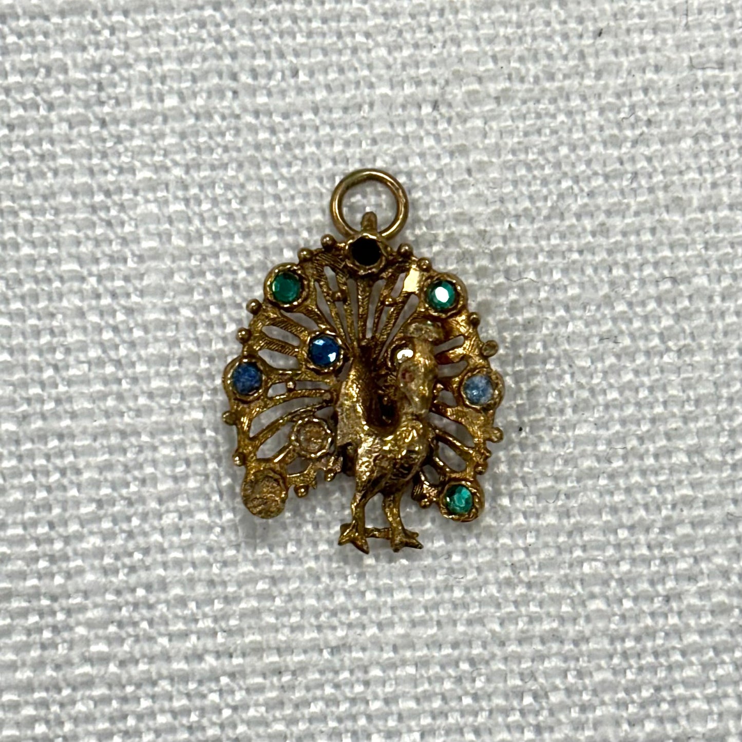 Colourful Peacock Gold Charm