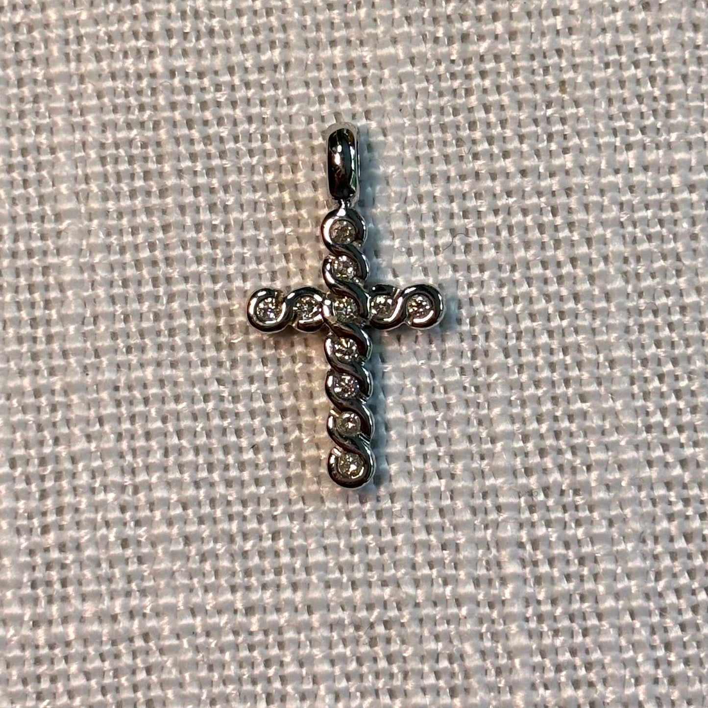 Diamond Bubble White Gold Cross Pendant