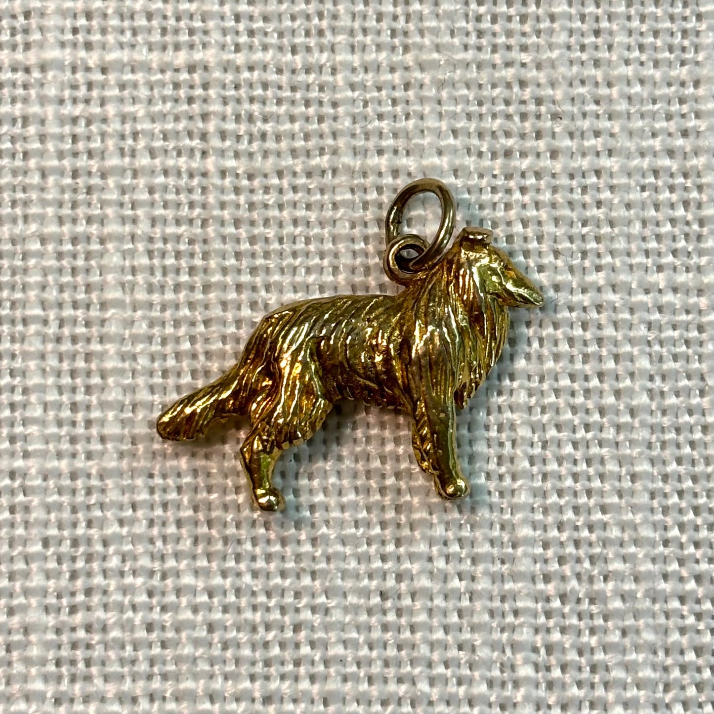 Long Haired Dog Gold Charm