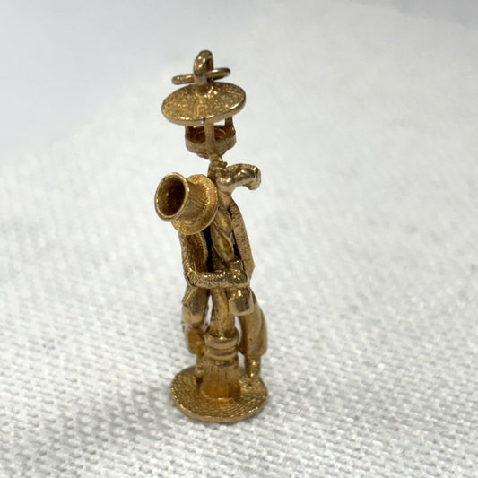 Drunk Man on Lamppost Gold Charm